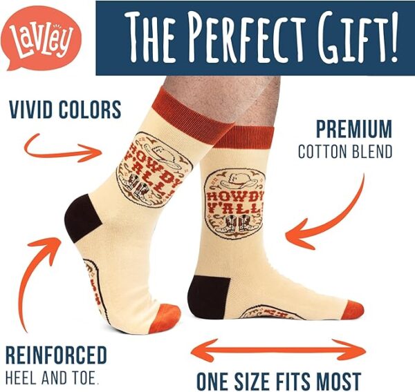 Lavley Funny Bicycle Socks - Cool Western Gift for Men, Women, and Teens - Unisex, Crew Length, One Size Fits Most - Image 3